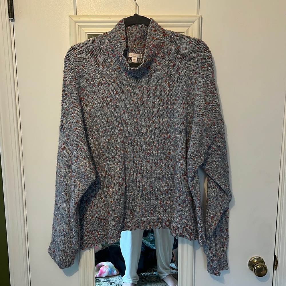 Lauren Conrad blue fuzzy drop sleeve turtleneck